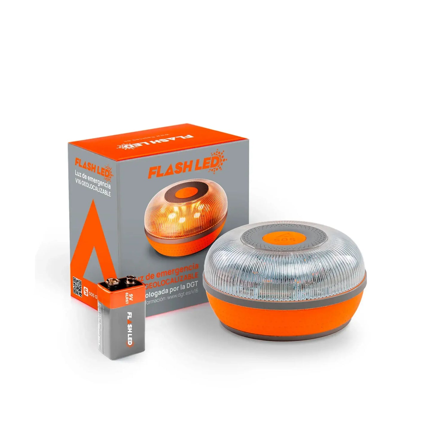 FlashLED SOS - Baliza V16 IoT Conectada a Telefónica y DGT + App SOS Alert
