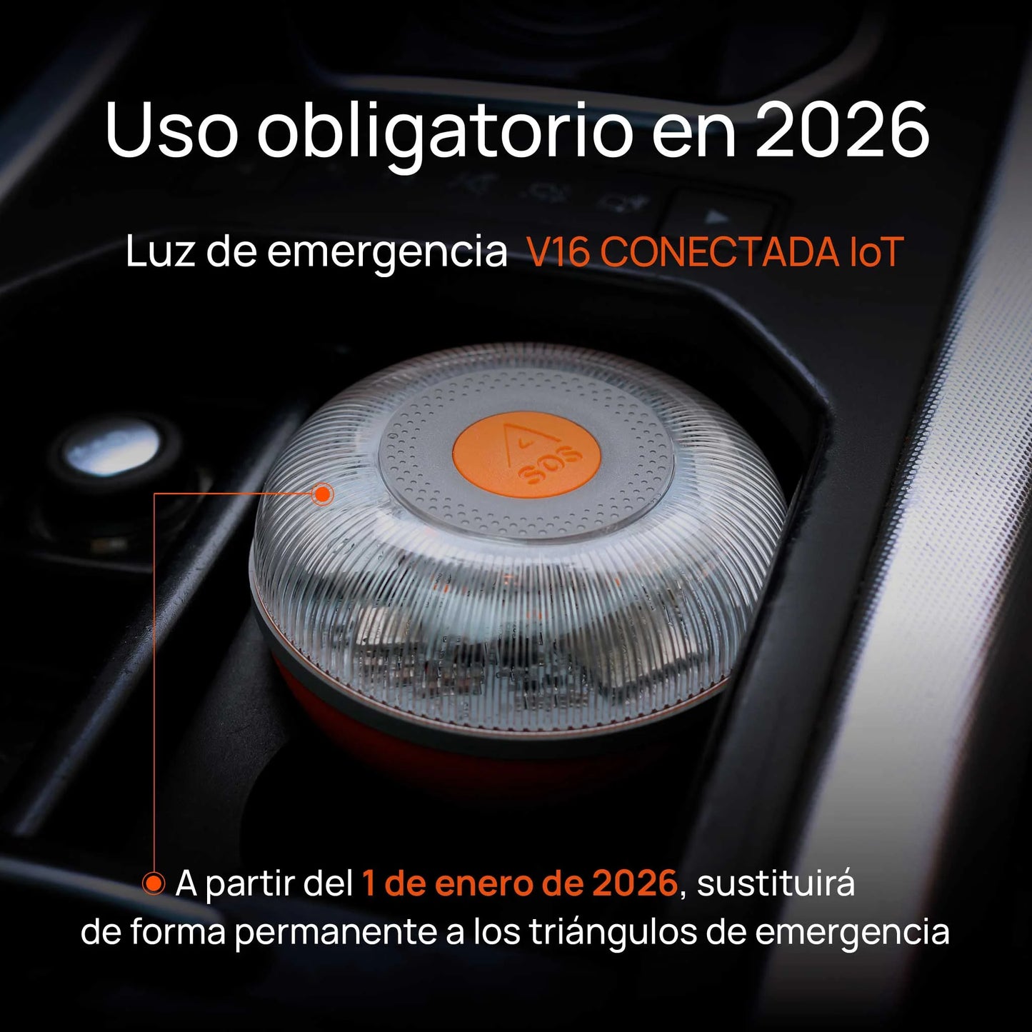 FlashLED SOS con funda - Baliza V16 IoT Conectada a Telefónica y DGT + App SOS Alert