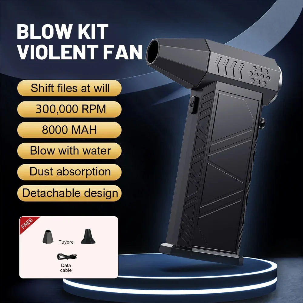 Violent Fan 300000RPM/400000RPM Powerful Air Blower Vacuum Dust Cleaner Type-C Charging Strong Winds Brushless Turbo Jet Blower