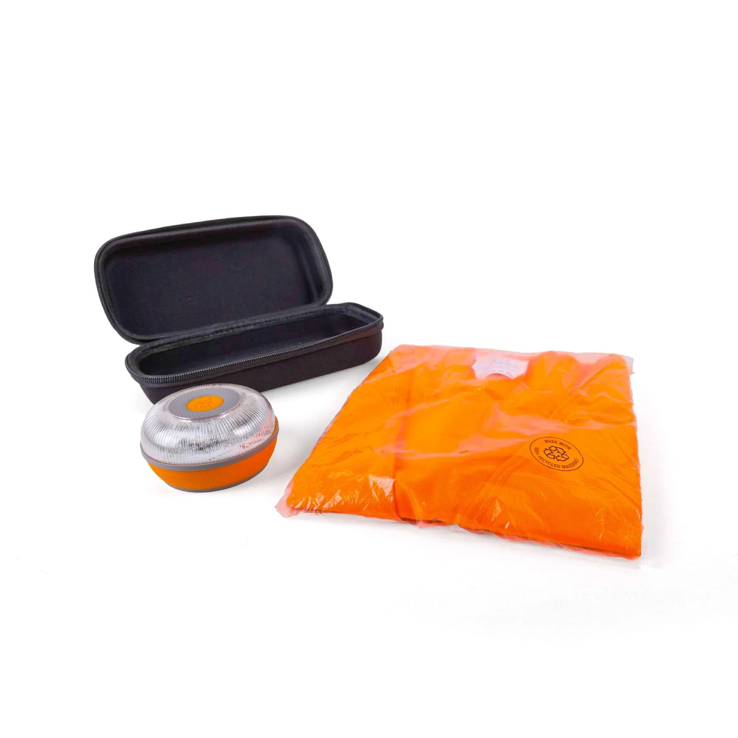 Kit de Emergencia en carretera - FlashLED SOS V16 + Chaleco Homologado + Funda de Transporte