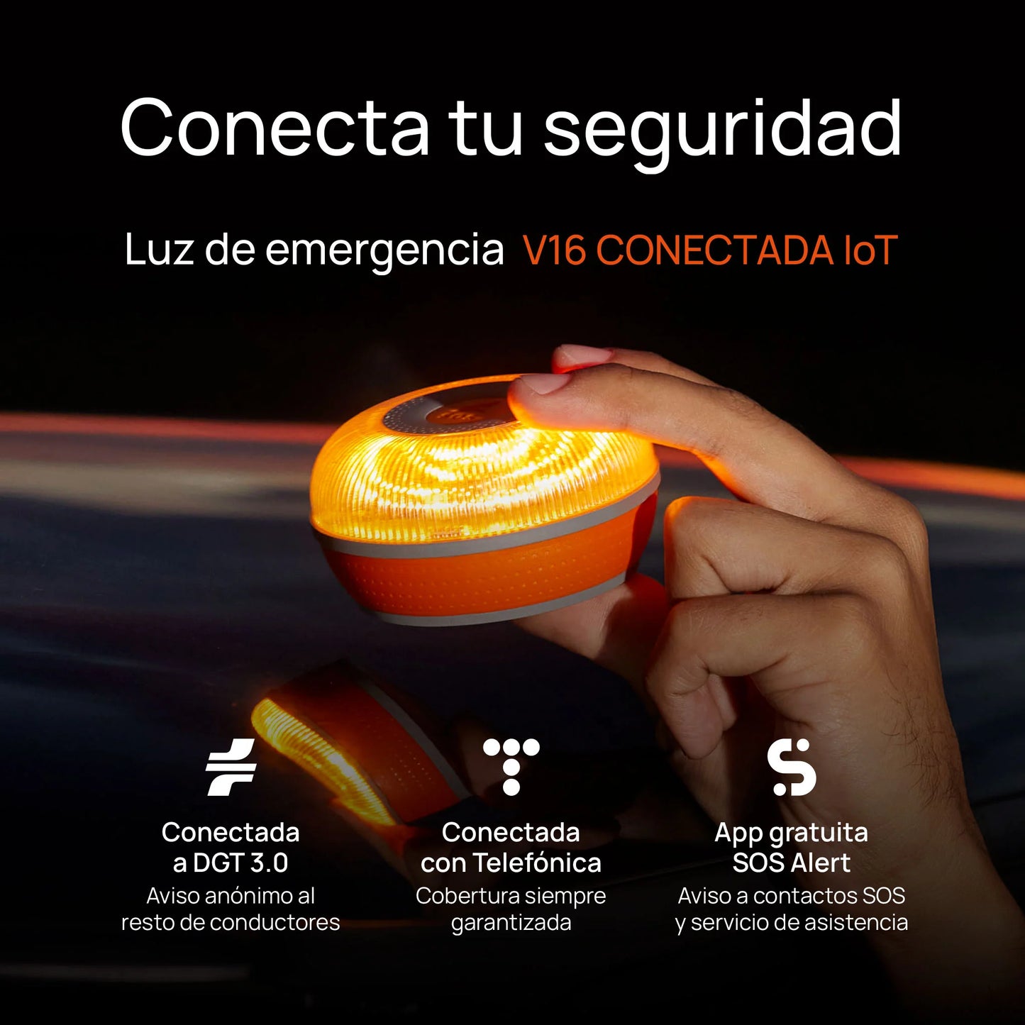 Pack de 2 FlashLED SOS Baliza V16 IoT Conectada a Telefónica y DGT + App SOS alert