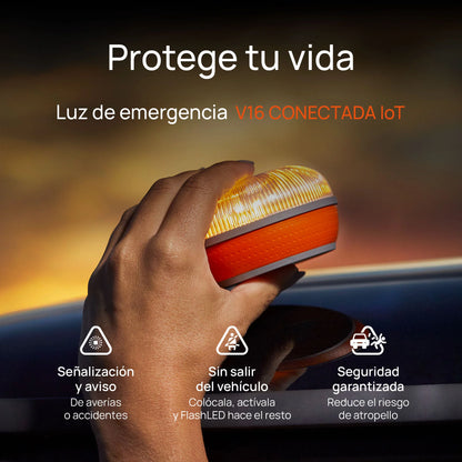 Pack de 2 FlashLED SOS Baliza V16 IoT Conectada a Telefónica y DGT + App SOS alert